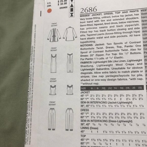 Vintage vogue 2686 , sizes 12-16- Tom and Linda Platt - dress, to, pants, jacket - Picture 5 of 10